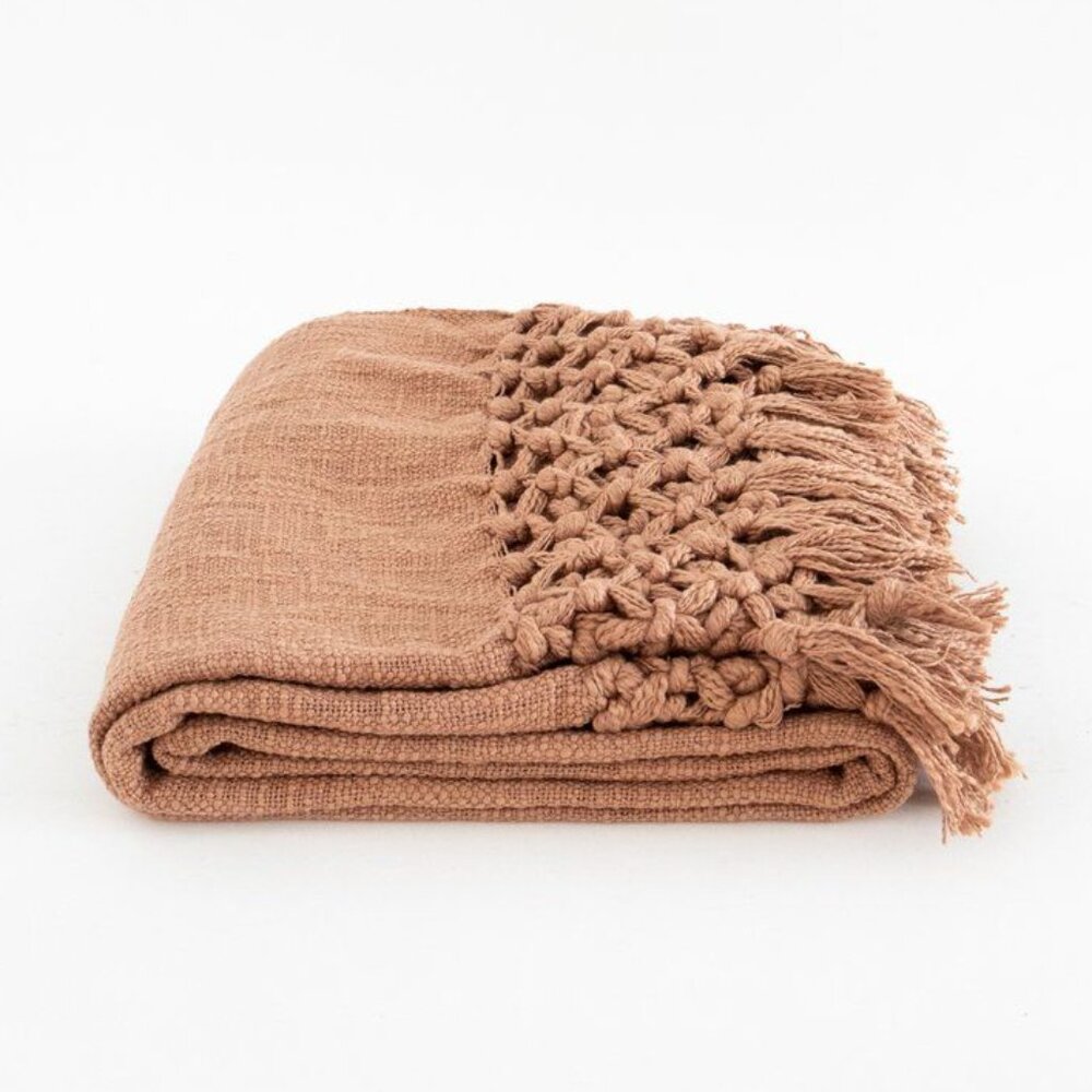 Woven throw blanket